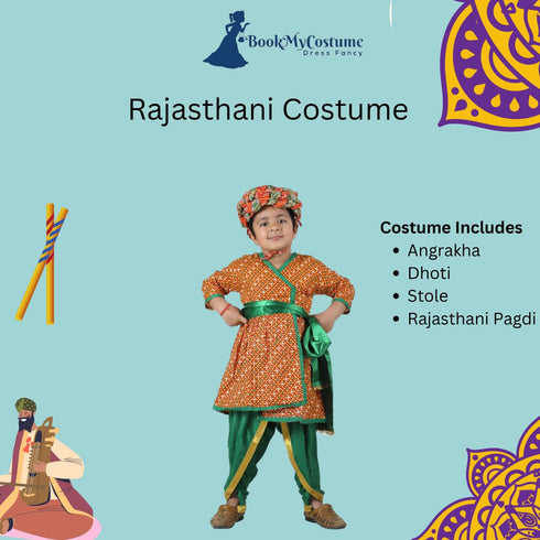BookMyCostume  Rajasthani Indian State Fancy Dress Costume for Boys and Men | With Pagdi